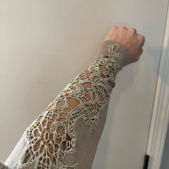 Together Cowl Neck Sweater Beige with lace arm detail s L - Picture 4 of 4